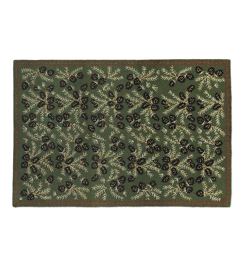 Plow & Hearth Fireplace & Mantel Décor Fireplace & Hearth Hooked Wool Pine Cone Rug