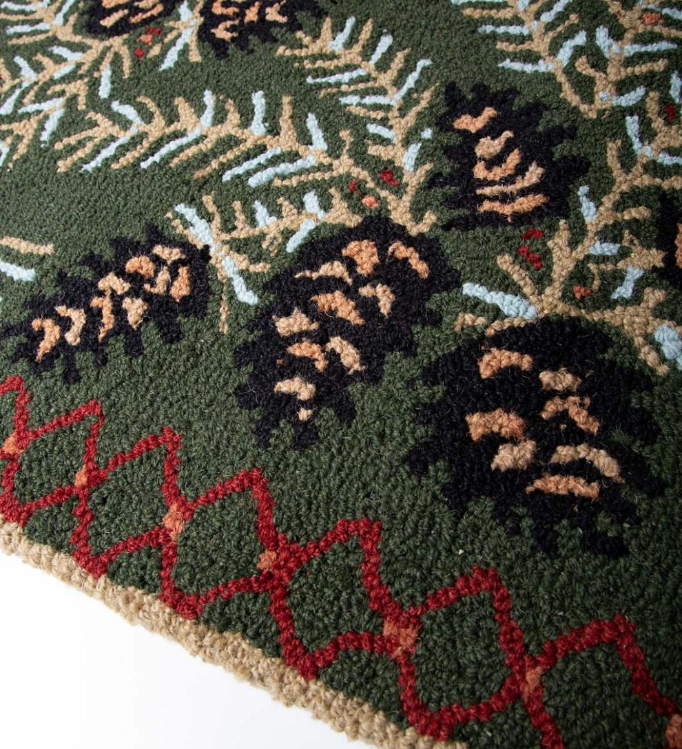 Plow & Hearth Fireplace & Mantel Décor Fireplace & Hearth Hooked Wool Pine Cone Rug