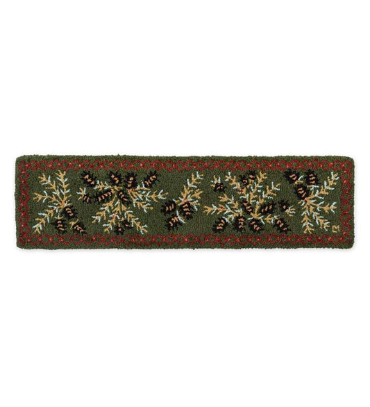 Plow & Hearth Fireplace & Mantel Décor Fireplace & Hearth Hooked Wool Pine Cone Short Hearth Runner