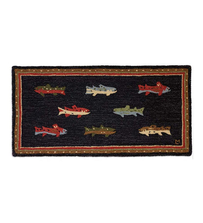 Plow & Hearth Fireplace & Mantel Décor Fireplace & Hearth Hooked Wool River Fish Accent Rug