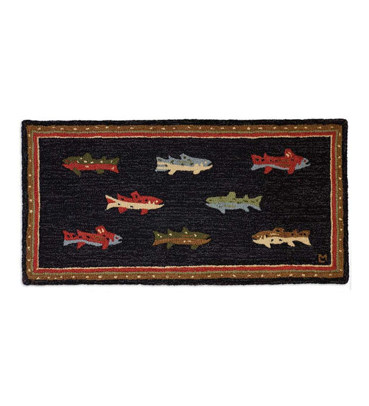 Plow & Hearth Fireplace & Mantel Décor Fireplace & Hearth Hooked Wool River Fish Accent Rug