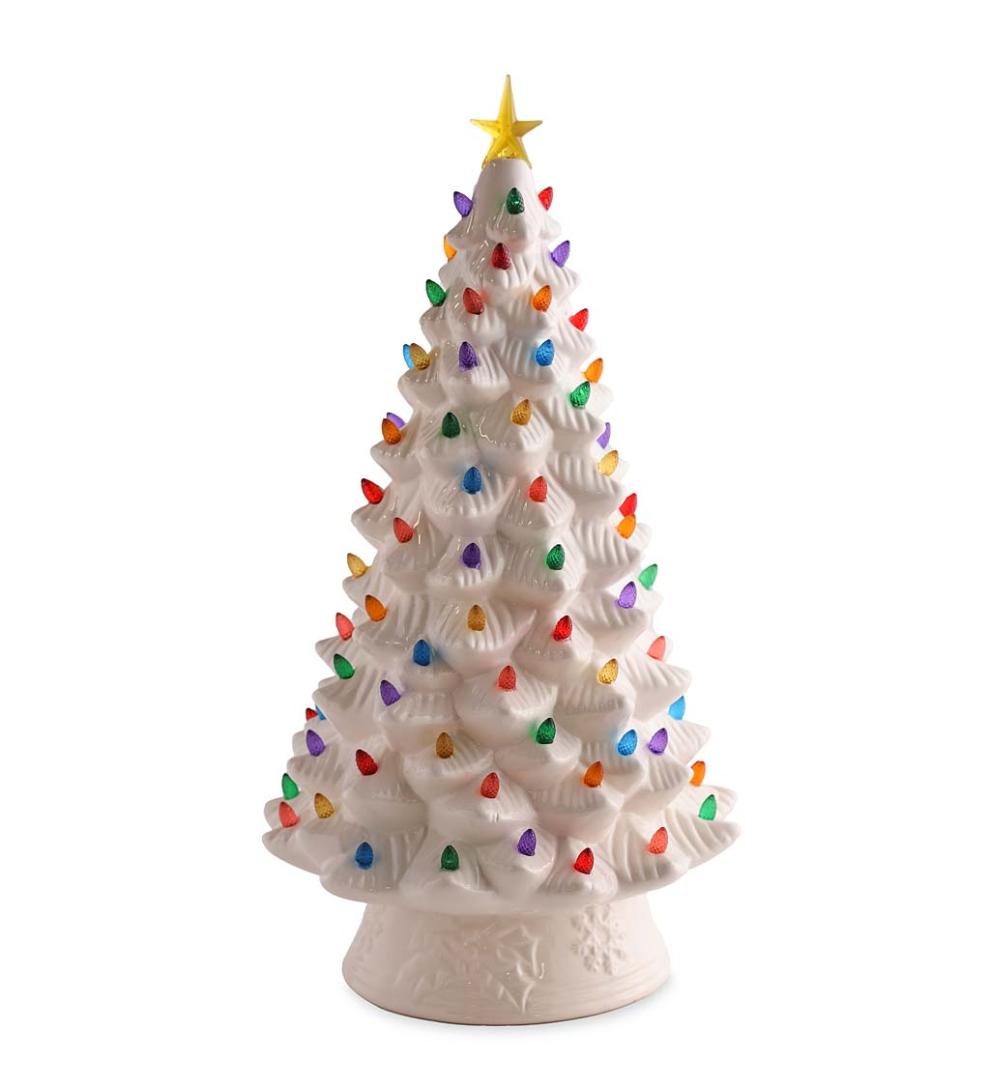 Plow & Hearth Fireplace & Mantel Décor Fireplace & Hearth Indoor/Outdoor Battery-Operated Lighted Ceramic Christmas Tree