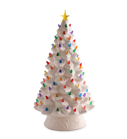 Plow & Hearth Fireplace & Mantel Décor Fireplace & Hearth Indoor/Outdoor Battery-Operated Lighted Ceramic Christmas Tree