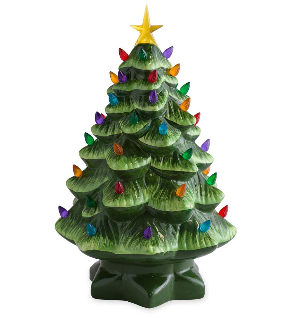 Plow & Hearth Fireplace & Mantel Décor Fireplace & Hearth Indoor/Outdoor Battery-Operated Lighted Ceramic Christmas Tree