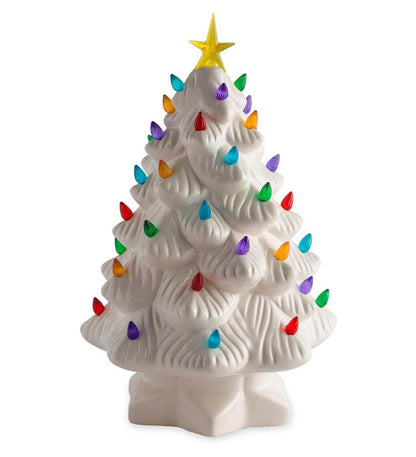 Plow & Hearth Fireplace & Mantel Décor Fireplace & Hearth Indoor/Outdoor Battery-Operated Lighted Ceramic Christmas Tree