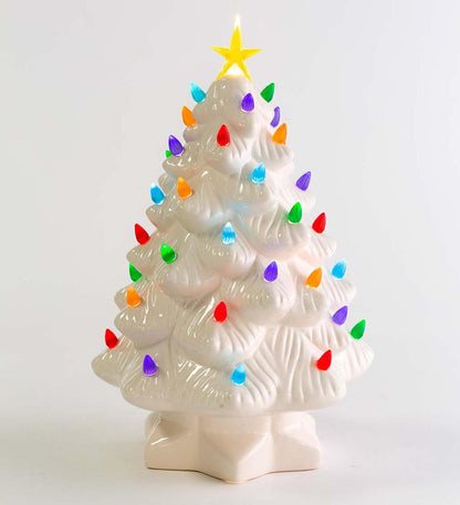 Plow & Hearth Fireplace & Mantel Décor Fireplace & Hearth Indoor/Outdoor Battery-Operated Lighted Ceramic Christmas Tree
