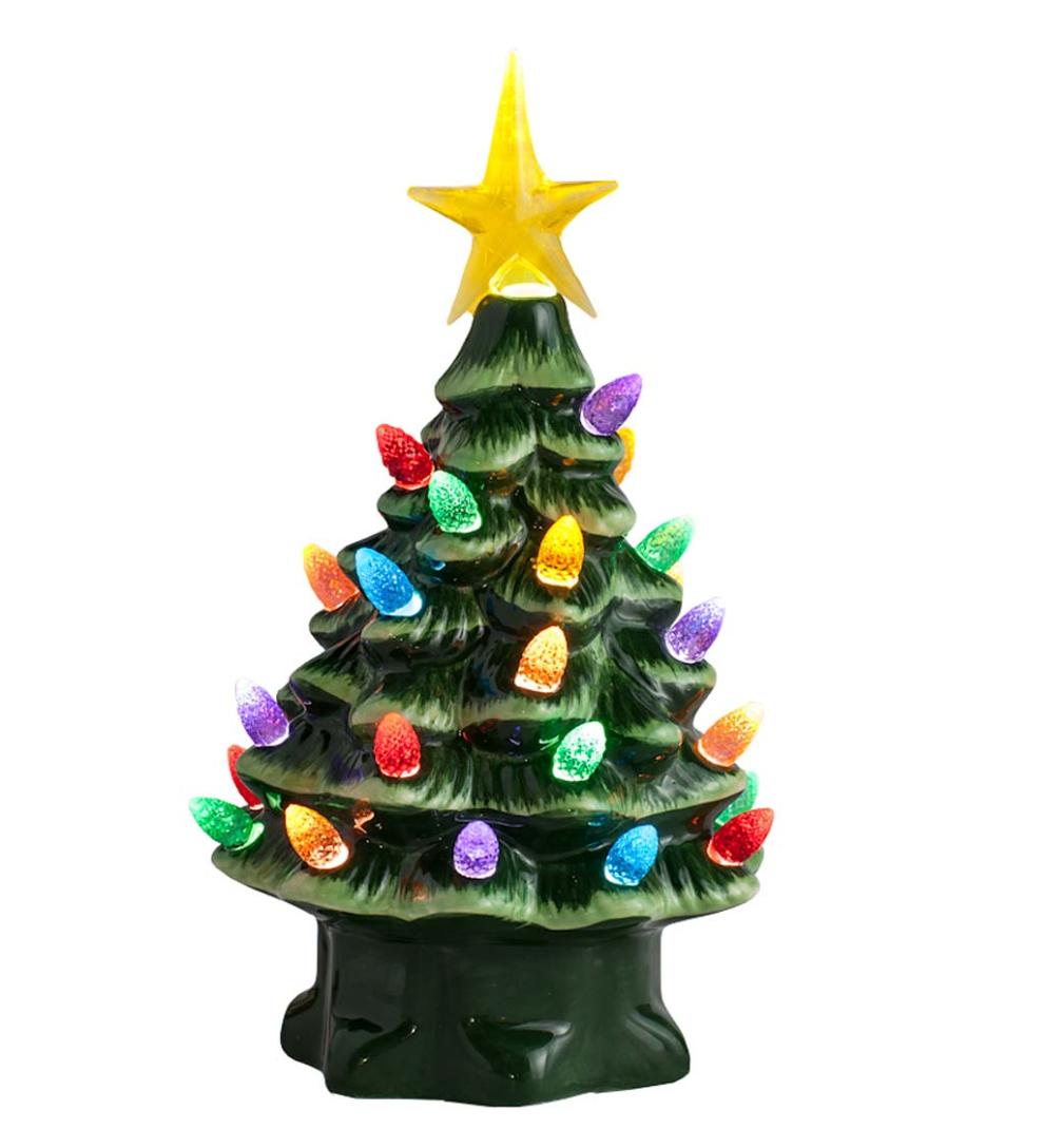 Plow & Hearth Fireplace & Mantel Décor Fireplace & Hearth Indoor/Outdoor Battery-Operated Lighted Ceramic Christmas Tree