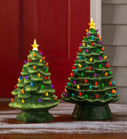 Plow & Hearth Fireplace & Mantel Décor Fireplace & Hearth Indoor/Outdoor Battery-Operated Lighted Ceramic Christmas Tree