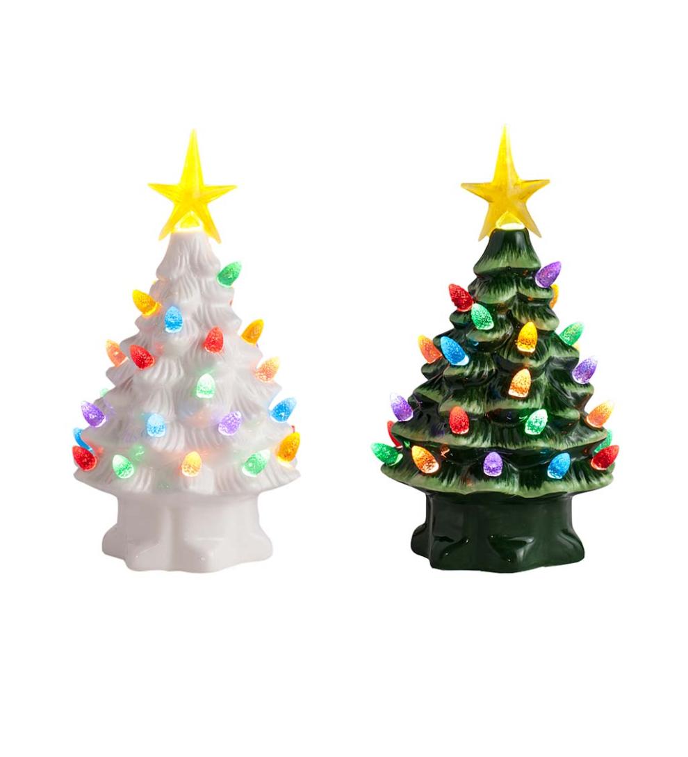 Plow & Hearth Fireplace & Mantel Décor Fireplace & Hearth Indoor/Outdoor Battery-Operated Lighted Ceramic Christmas Tree