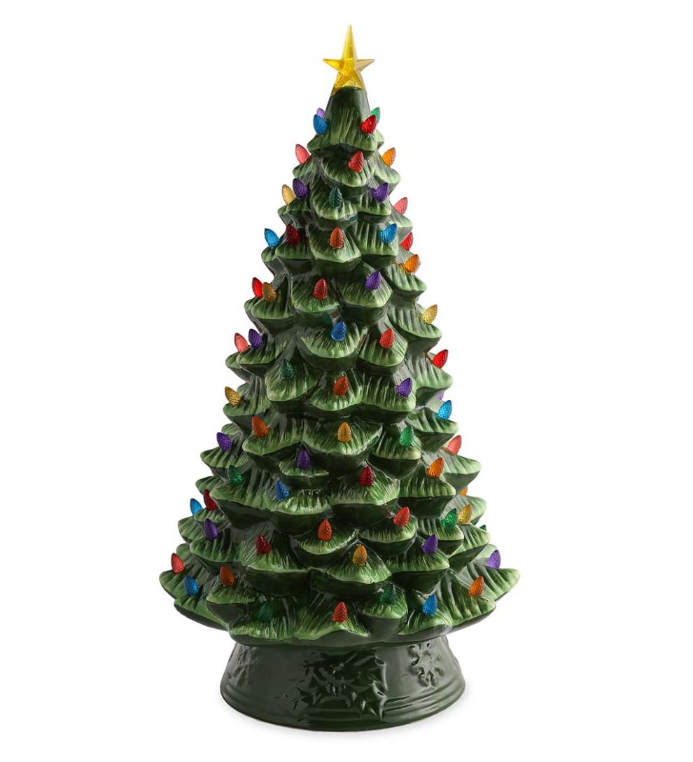 Plow & Hearth Fireplace & Mantel Décor Fireplace & Hearth Indoor/Outdoor Battery-Operated Lighted Ceramic Christmas Tree