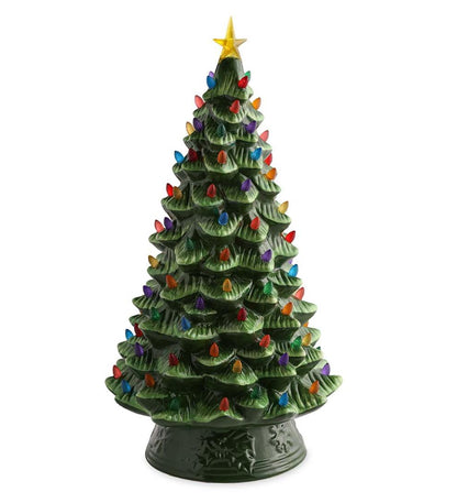Plow & Hearth Fireplace & Mantel Décor Fireplace & Hearth Indoor/Outdoor Battery-Operated Lighted Ceramic Christmas Tree
