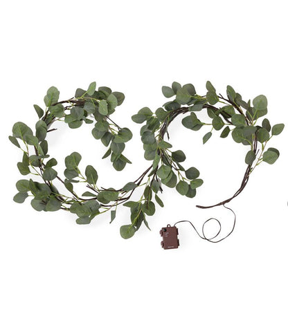 Plow & Hearth Fireplace & Mantel Décor Fireplace & Hearth Indoor/Outdoor Battery-Operated Lighted Eucalyptus Garland