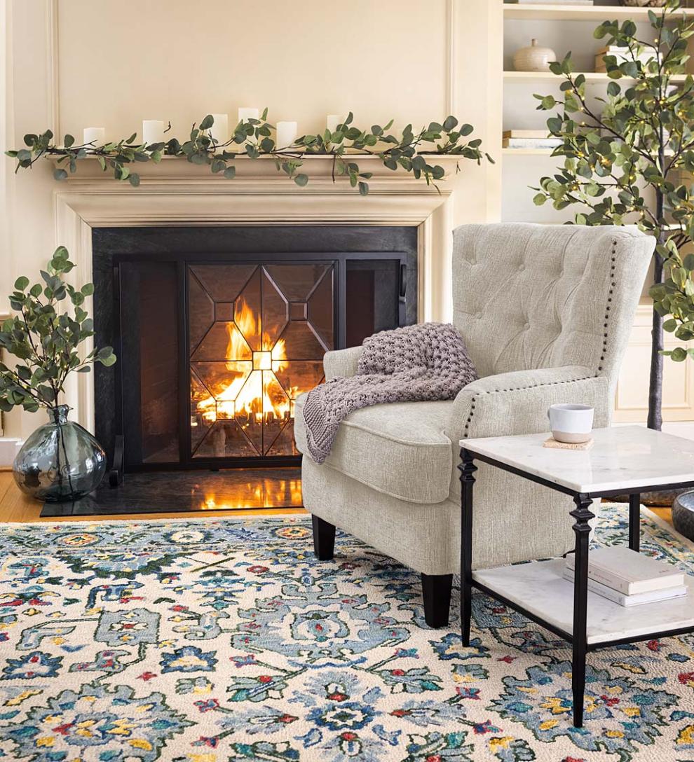 Plow & Hearth Fireplace & Mantel Décor Fireplace & Hearth Indoor/Outdoor Battery-Operated Lighted Eucalyptus Garland