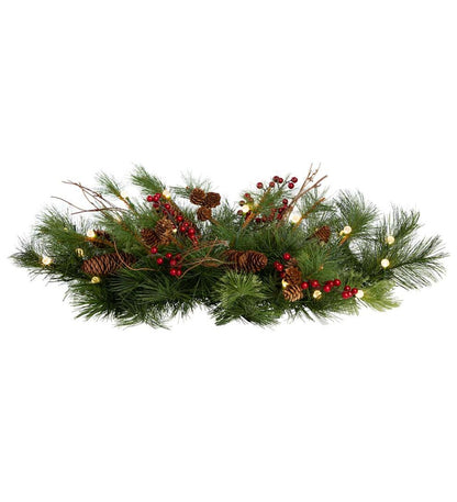 Plow & Hearth Fireplace & Mantel Décor Fireplace & Hearth Indoor/Outdoor Blue Ridge Garland With Battery-Operated Dual-Function Lights