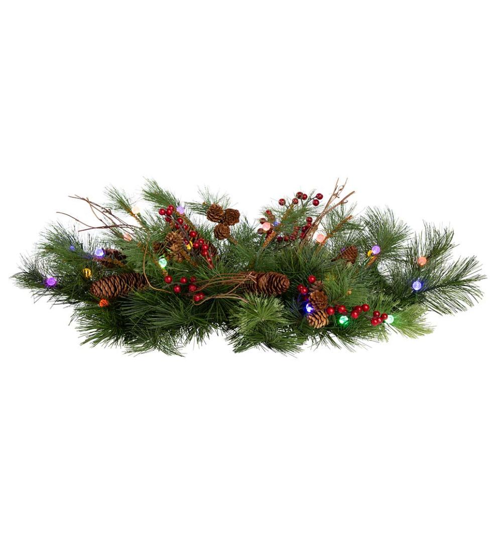 Plow & Hearth Fireplace & Mantel Décor Fireplace & Hearth Indoor/Outdoor Blue Ridge Garland With Battery-Operated Dual-Function Lights