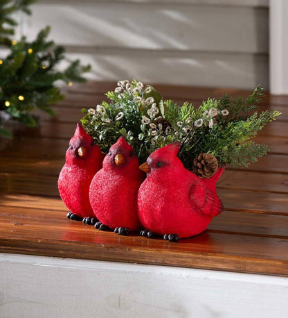 Plow & Hearth Fireplace & Mantel Décor Fireplace & Hearth Indoor/Outdoor Cardinal Trio Planter