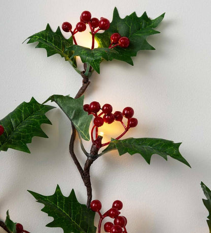 Plow & Hearth Fireplace & Mantel Décor Fireplace & Hearth Indoor/Outdoor Holly And Berry Lighted Branches, Set Of 2