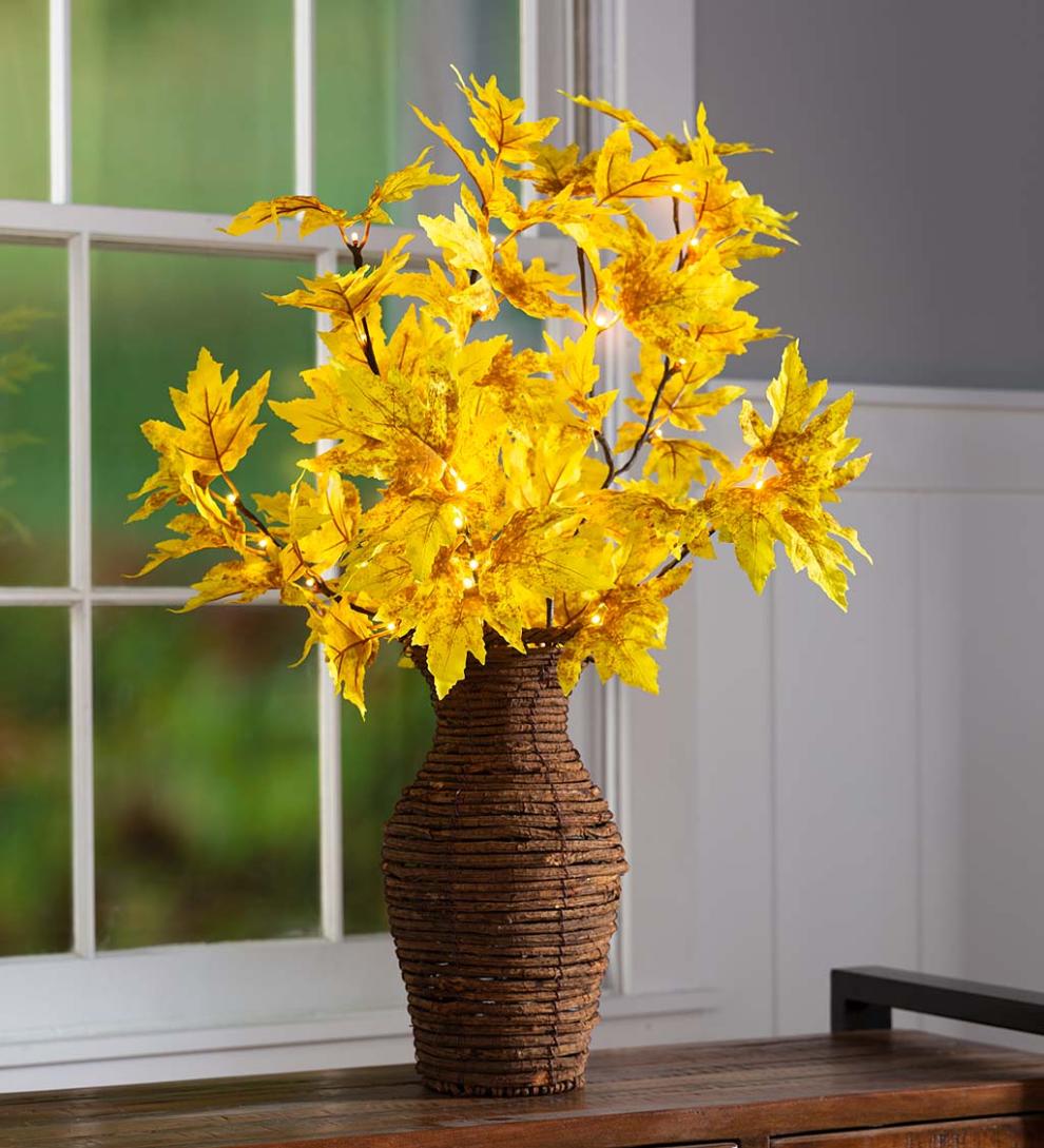 Plow & Hearth Fireplace & Mantel Décor Fireplace & Hearth Indoor/Outdoor Lighted Golden Sugar Maple Tree Branches, Set Of 2