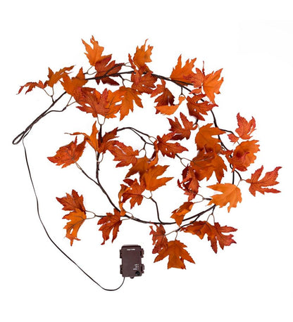 Plow & Hearth Fireplace & Mantel Décor Fireplace & Hearth Indoor/Outdoor Lighted Maple Leaf Garland With 24 Lights