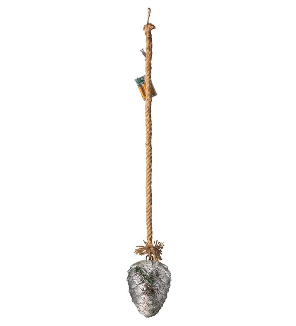 Plow & Hearth Fireplace & Mantel Décor Fireplace & Hearth Indoor/Outdoor Oversized Lighted Glass Ornament With Greenery - Ball