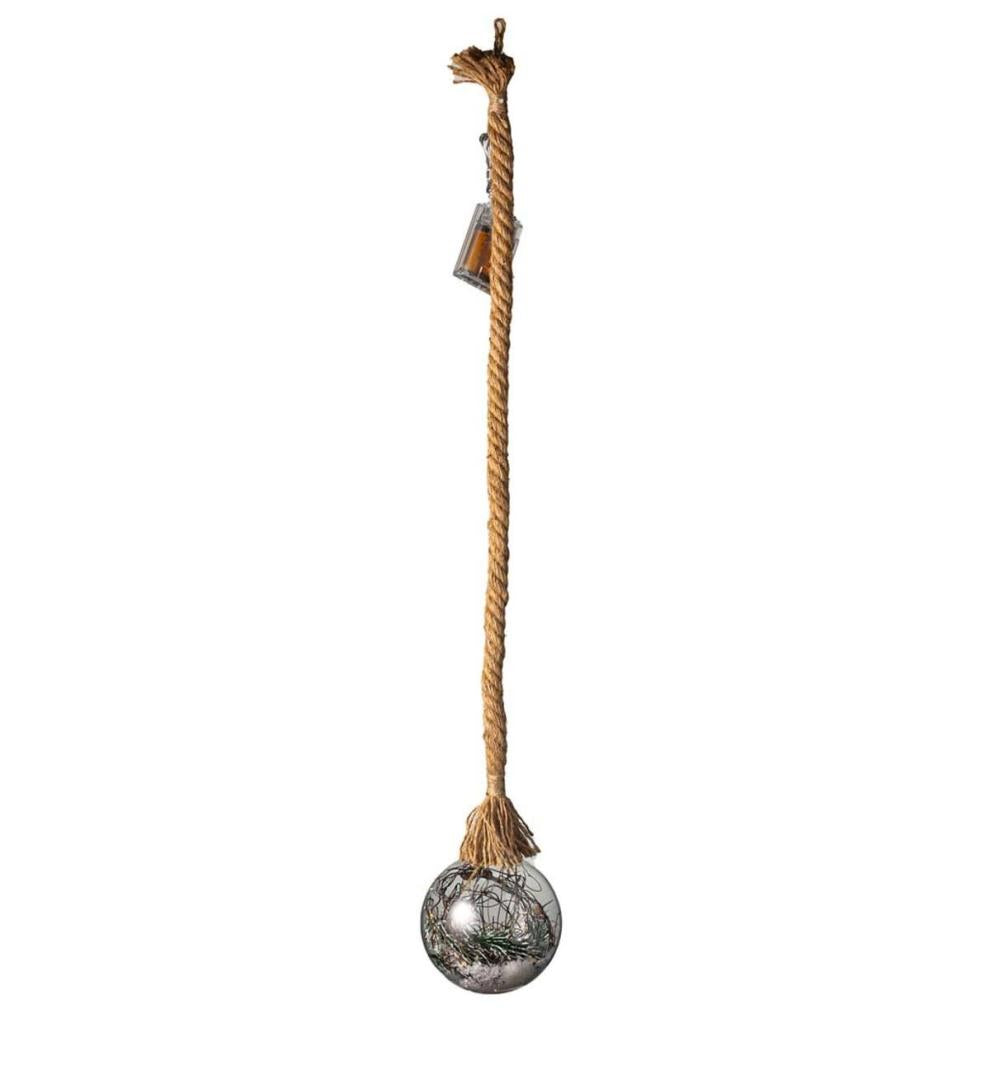Plow & Hearth Fireplace & Mantel Décor Fireplace & Hearth Indoor/Outdoor Oversized Lighted Glass Ornament With Greenery - Ball