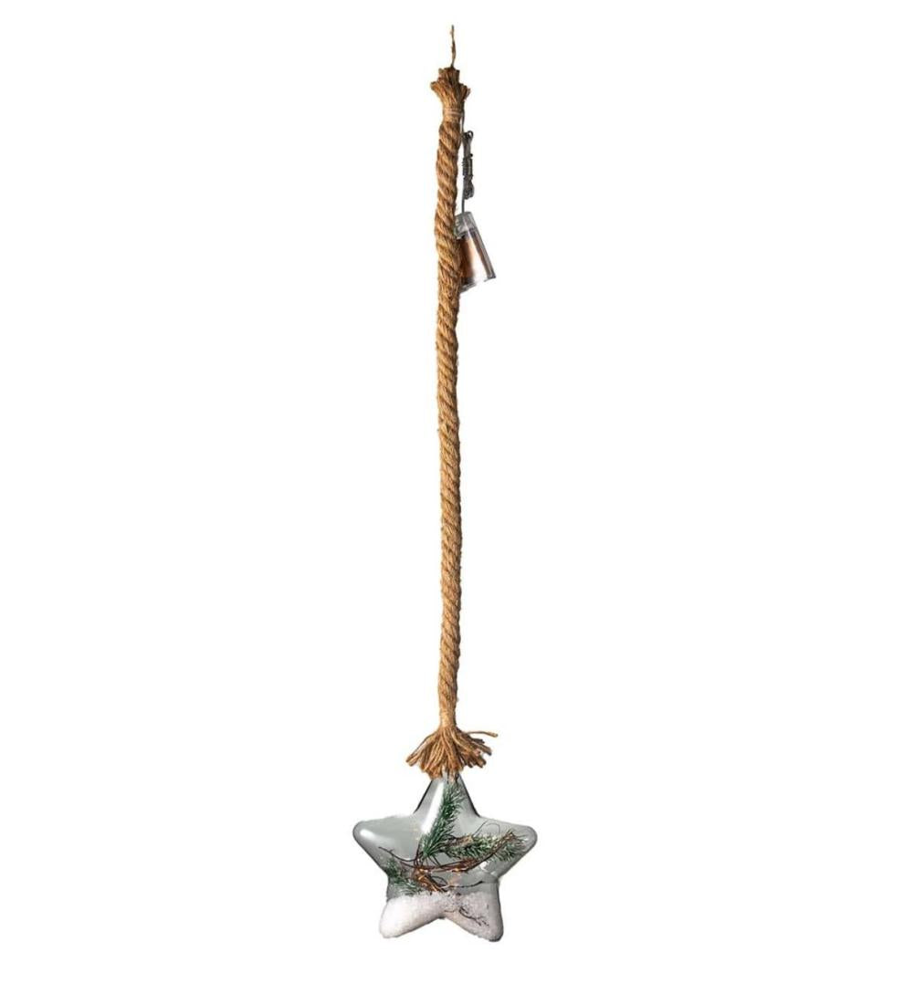 Plow & Hearth Fireplace & Mantel Décor Fireplace & Hearth Indoor/Outdoor Oversized Lighted Glass Ornament With Greenery - Ball