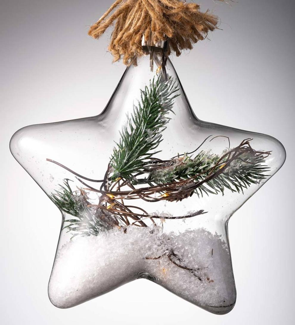 Plow & Hearth Fireplace & Mantel Décor Fireplace & Hearth Indoor/Outdoor Oversized Lighted Glass Ornament With Greenery - Ball