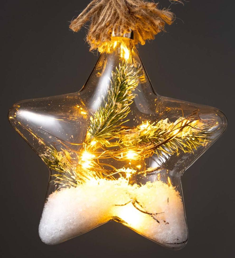 Plow & Hearth Fireplace & Mantel Décor Fireplace & Hearth Indoor/Outdoor Oversized Lighted Glass Ornament With Greenery - Ball