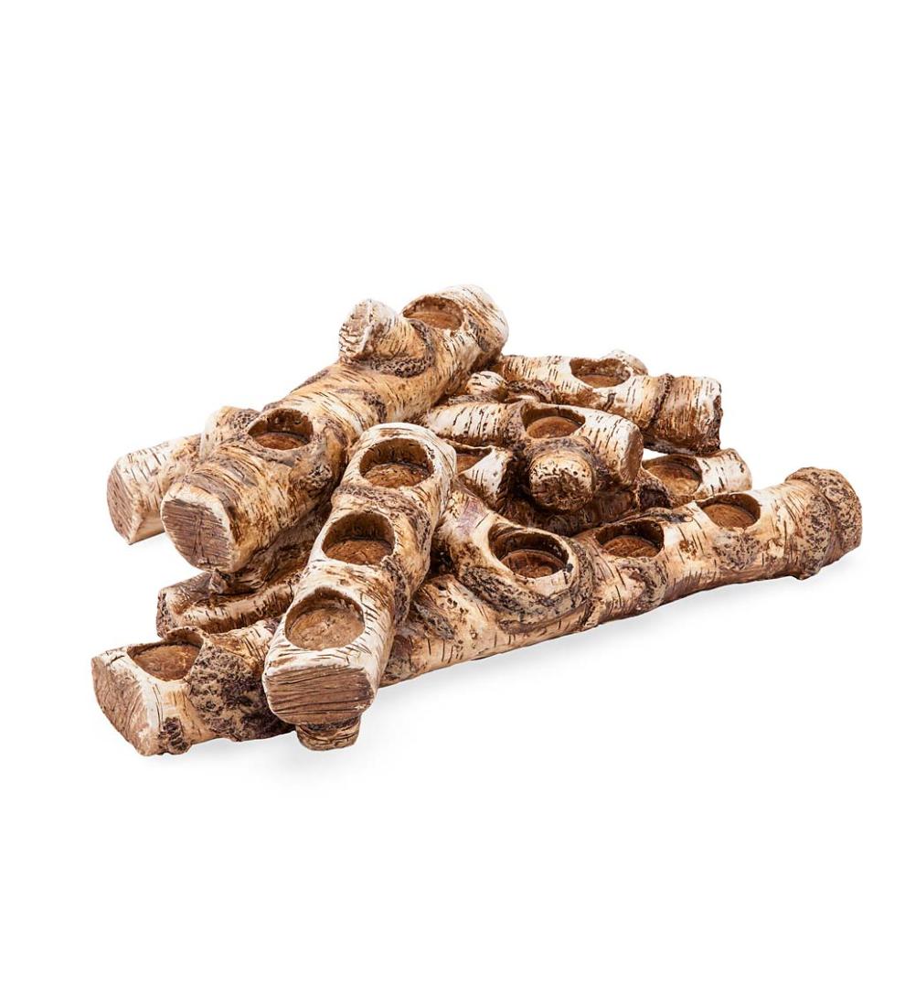 Plow & Hearth Fireplace & Mantel Décor Fireplace & Hearth Large Log Fireplace Candle Holder - Oak
