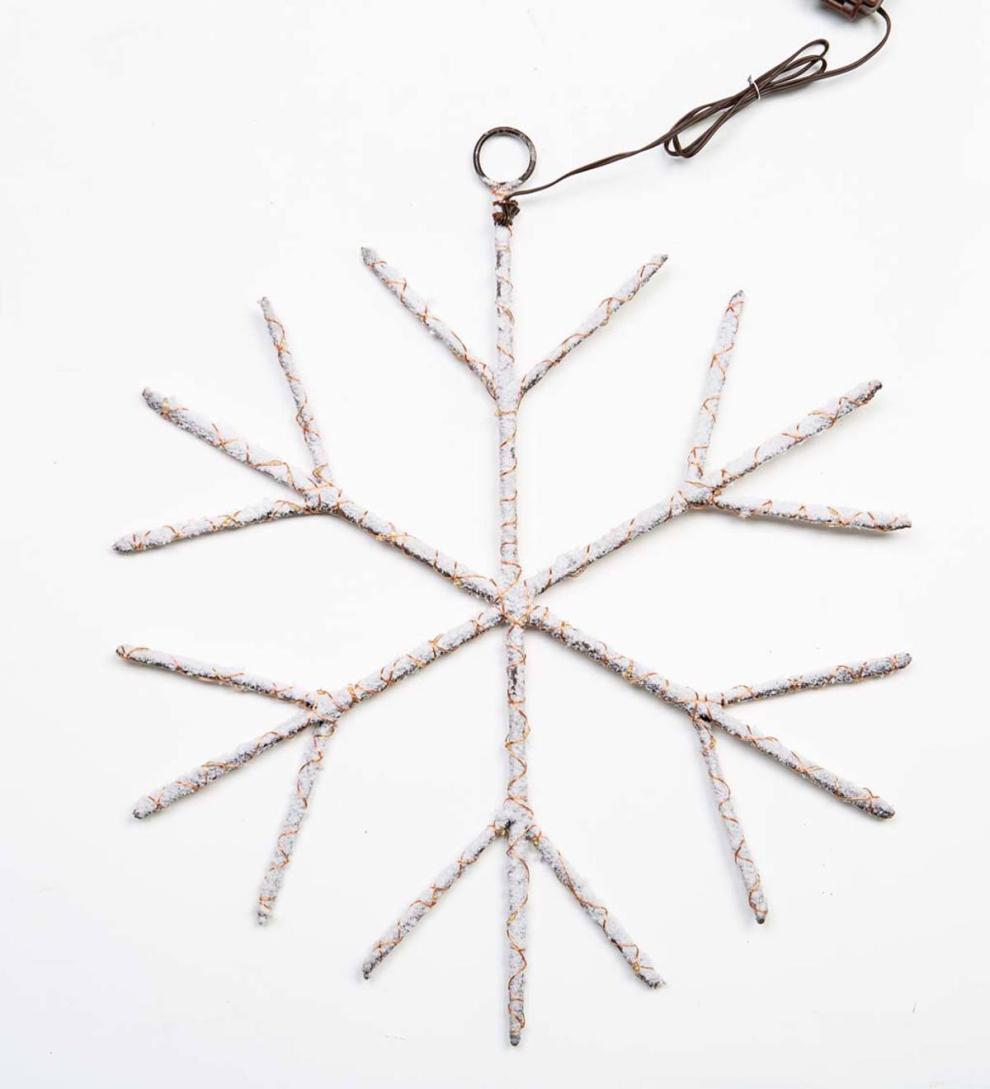 Plow & Hearth Fireplace & Mantel Décor Fireplace & Hearth Lighted Birch Branch Snowflake Hanging Accent - White