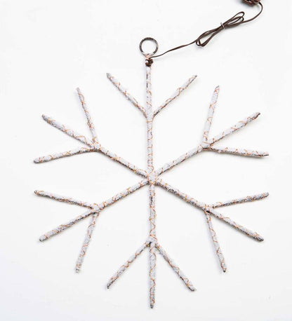 Plow & Hearth Fireplace & Mantel Décor Fireplace & Hearth Lighted Birch Branch Snowflake Hanging Accent - White