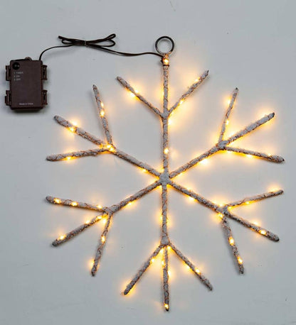 Plow & Hearth Fireplace & Mantel Décor Fireplace & Hearth Lighted Birch Branch Snowflake Hanging Accent - White