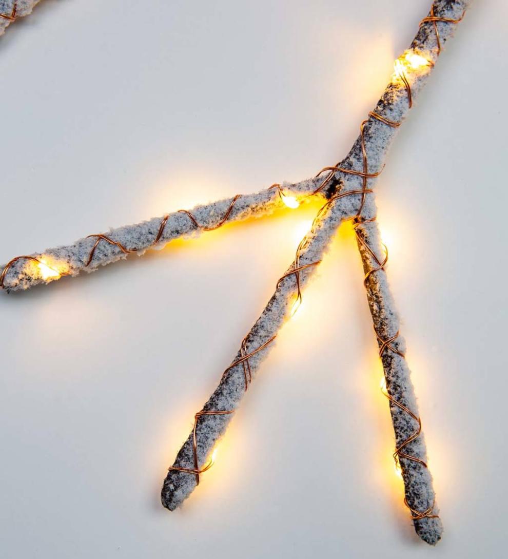 Plow & Hearth Fireplace & Mantel Décor Fireplace & Hearth Lighted Birch Branch Snowflake Hanging Accent - White