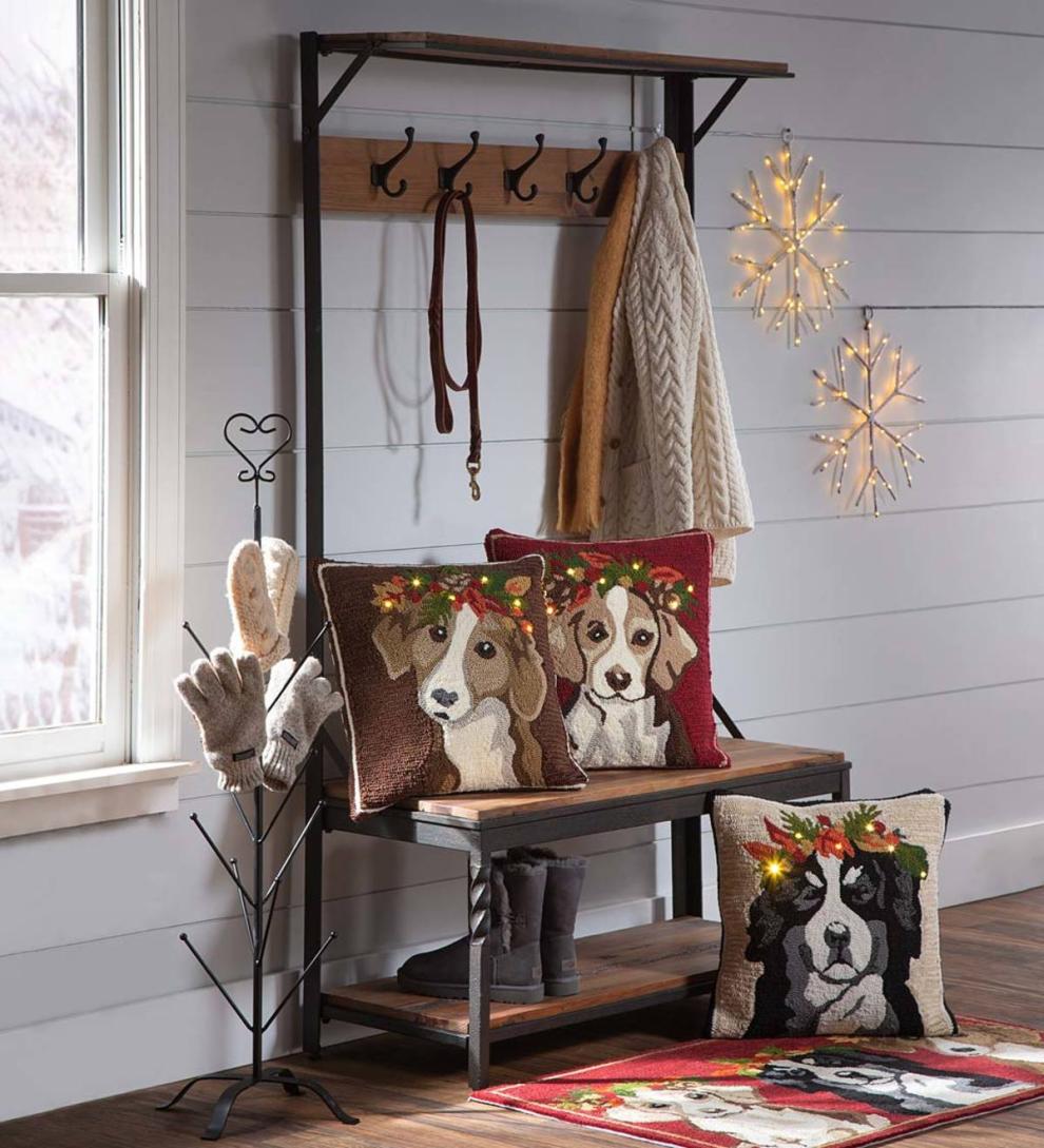 Plow & Hearth Fireplace & Mantel Décor Fireplace & Hearth Lighted Birch Branch Snowflake Hanging Accent - White