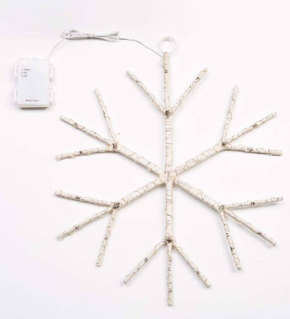 Plow & Hearth Fireplace & Mantel Décor Fireplace & Hearth Lighted Birch Branch Snowflake Hanging Accent - White