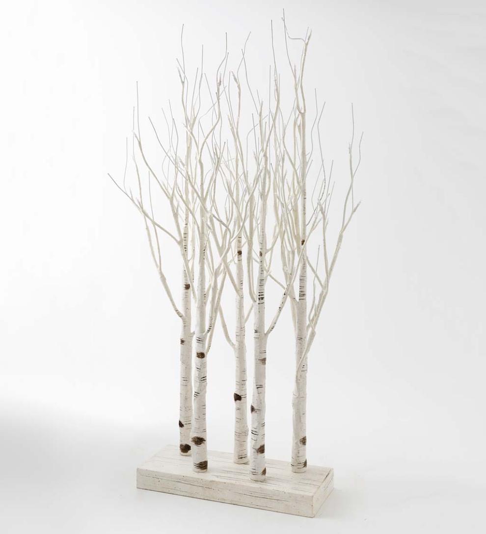 Plow & Hearth Fireplace & Mantel Décor Fireplace & Hearth Lighted Birch Line Treescape Accent