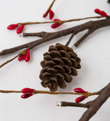 Plow & Hearth Fireplace & Mantel Décor Fireplace & Hearth Lighted Branches With Natural Pine Cones And Faux Red Berries