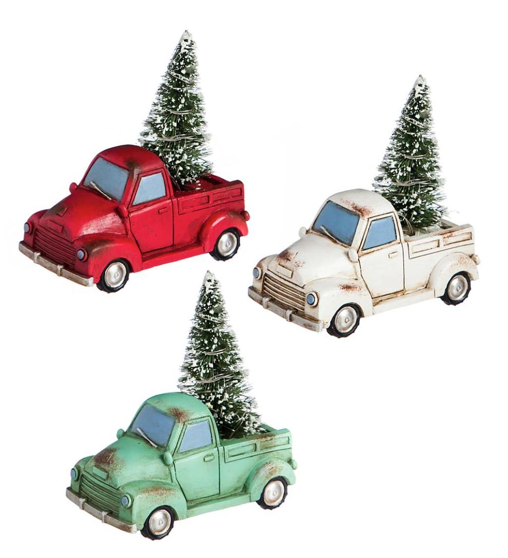 Plow & Hearth Fireplace & Mantel Décor Fireplace & Hearth Lighted Holiday Trucks With Trees Statuaries, Set Of 3