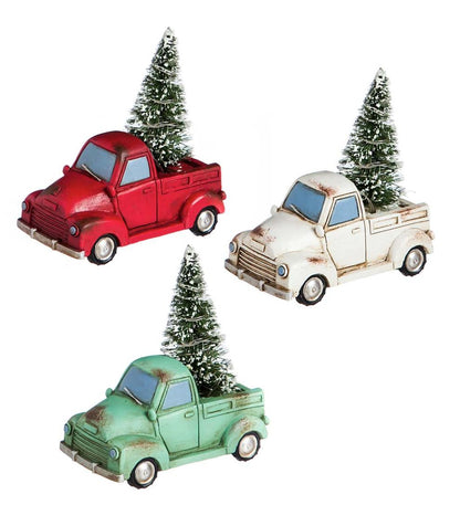 Plow & Hearth Fireplace & Mantel Décor Fireplace & Hearth Lighted Holiday Trucks With Trees Statuaries, Set Of 3