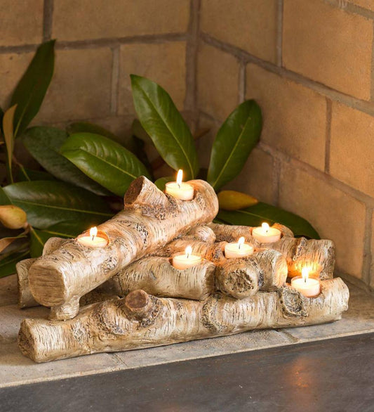 Plow & Hearth Fireplace & Mantel Décor Fireplace & Hearth Logs Hearth Candle Holder - Birch