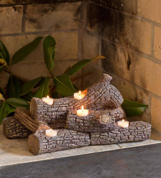 Plow & Hearth Fireplace & Mantel Décor Fireplace & Hearth Logs Hearth Candle Holder - Birch