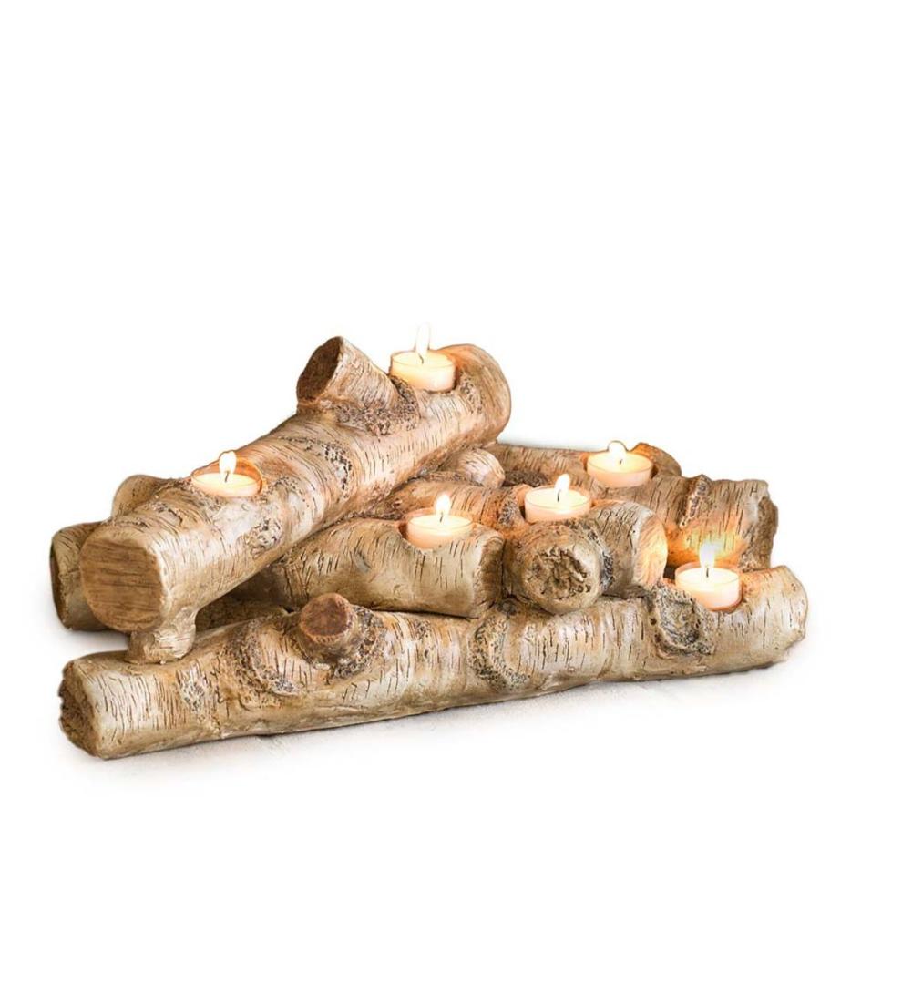 Plow & Hearth Fireplace & Mantel Décor Fireplace & Hearth Logs Hearth Candle Holder - Birch