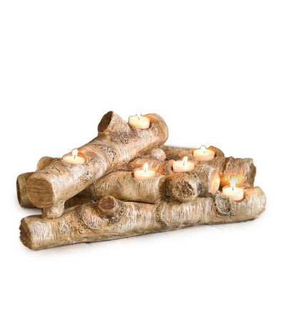 Plow & Hearth Fireplace & Mantel Décor Fireplace & Hearth Logs Hearth Candle Holder - Birch