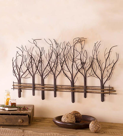 Plow & Hearth Fireplace & Mantel Décor Fireplace & Hearth Metal And Natural Vine Trees Wall Art