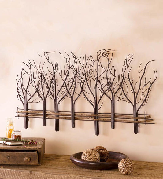 Plow & Hearth Fireplace & Mantel Décor Fireplace & Hearth Metal And Natural Vine Trees Wall Art