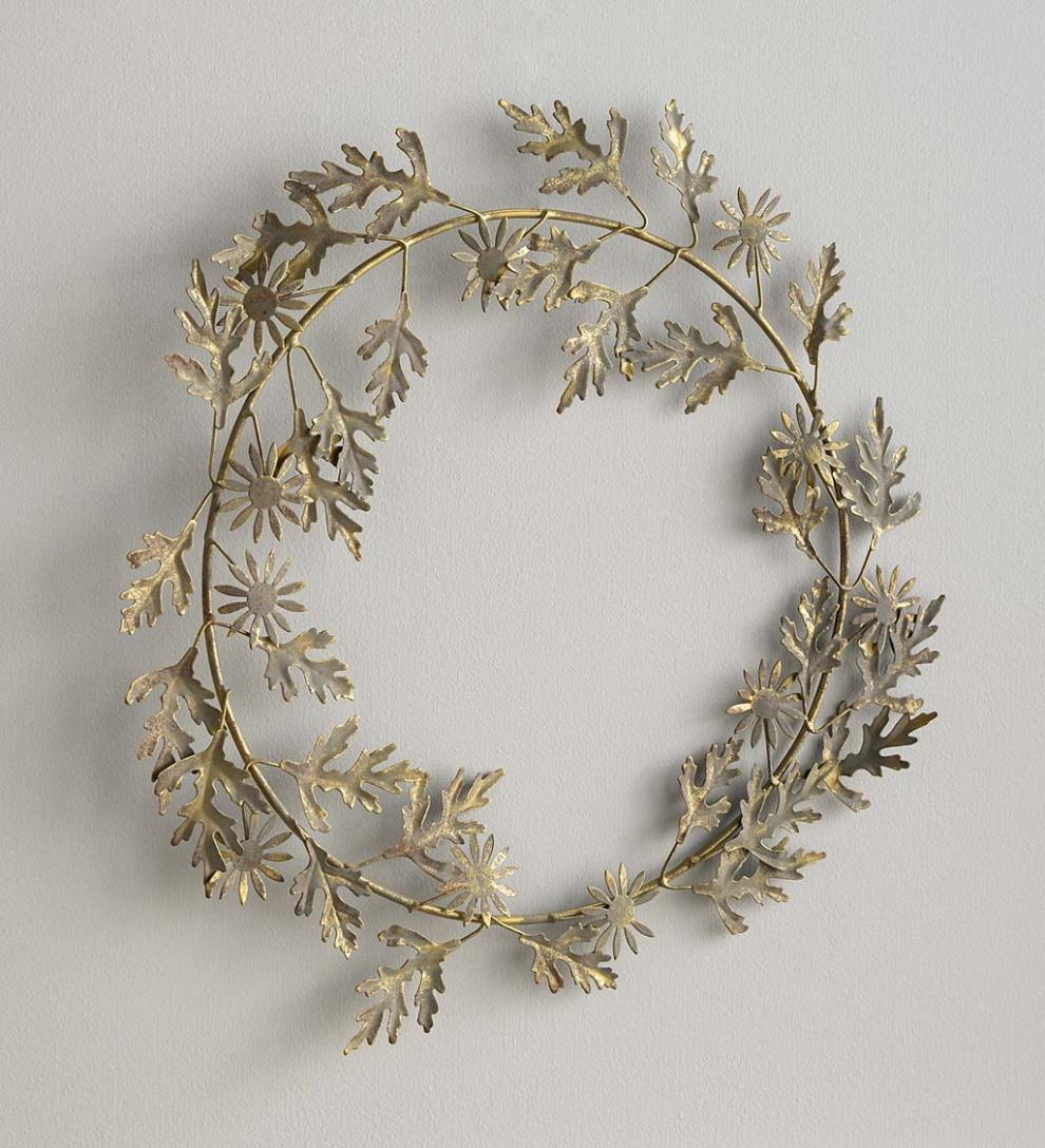Plow & Hearth Fireplace & Mantel Décor Fireplace & Hearth Metal Floral And Foliage Wreath With Antique Bronze Finish
