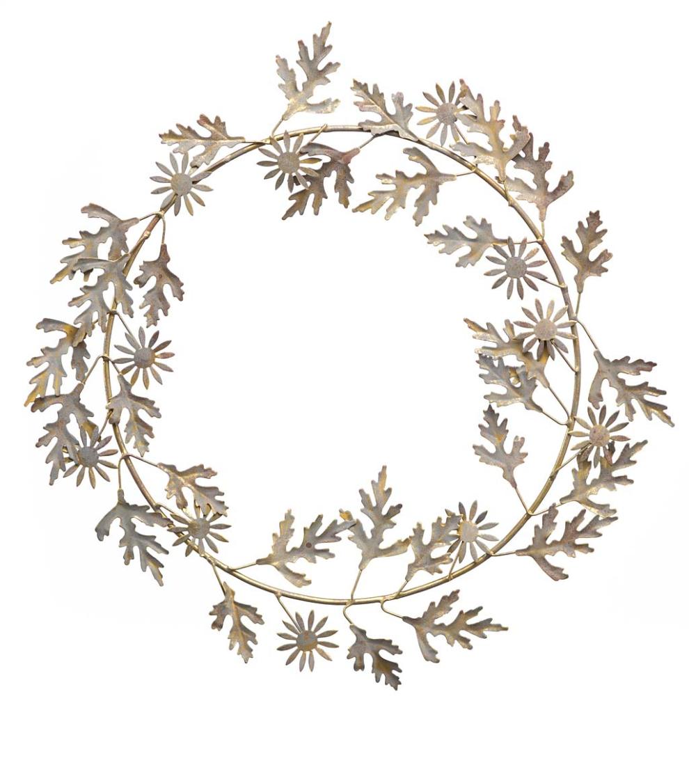 Plow & Hearth Fireplace & Mantel Décor Fireplace & Hearth Metal Floral And Foliage Wreath With Antique Bronze Finish