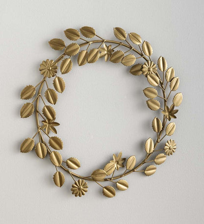 Plow & Hearth Fireplace & Mantel Décor Fireplace & Hearth Metal Floral And Foliage Wreath With Golden Finish