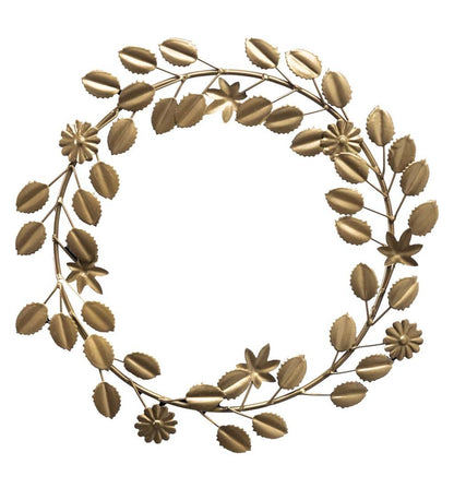 Plow & Hearth Fireplace & Mantel Décor Fireplace & Hearth Metal Floral And Foliage Wreath With Golden Finish