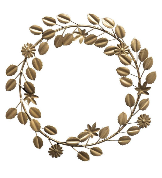 Plow & Hearth Fireplace & Mantel Décor Fireplace & Hearth Metal Floral And Foliage Wreath With Golden Finish